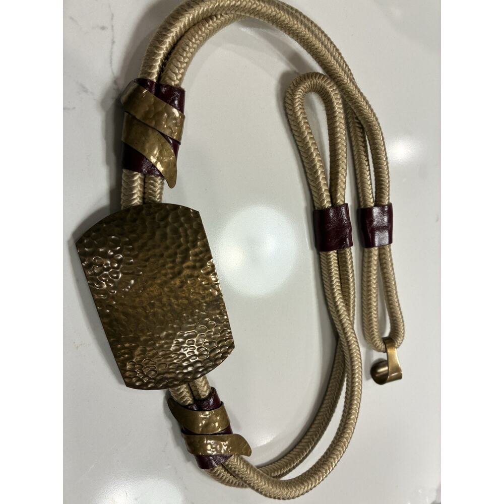 Vintage pointed Brass Burgundy Rope Cinch Belt M